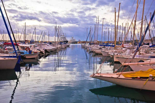 Côte Azur Port Vauban Port Antibes Vue Crépusculaire Colorée Franc — Photo