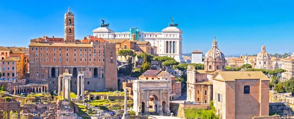 Roma Vista Aérea Panorâmica Sobre Ruínas Fórum Romano Marcos Roma — Fotografia de Stock