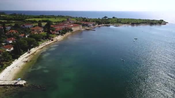 Dajla Aerial View Coastal Village Dajla Waterfront Abandoned Convent Istria — Stock Video