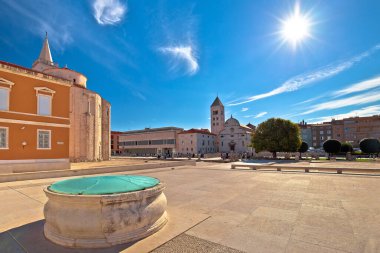 Zadar. Zadar 'ın tarihi Forum Meydanı manzarası, Hırvat Dalmaçya Bölgesi