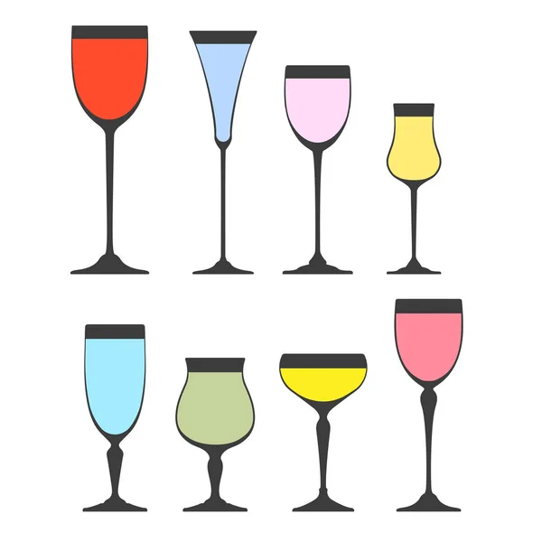 Şarap kadehi siluetleri topluluğu — Stok Vektör