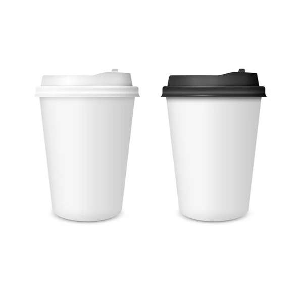 Realista dois papel Coffee Cup — Vetor de Stock