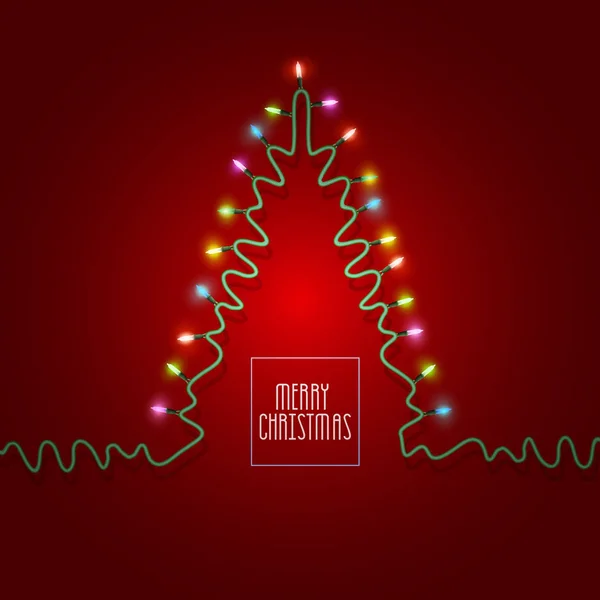 Árbol de Navidad formado guirnalda luces — Vector de stock