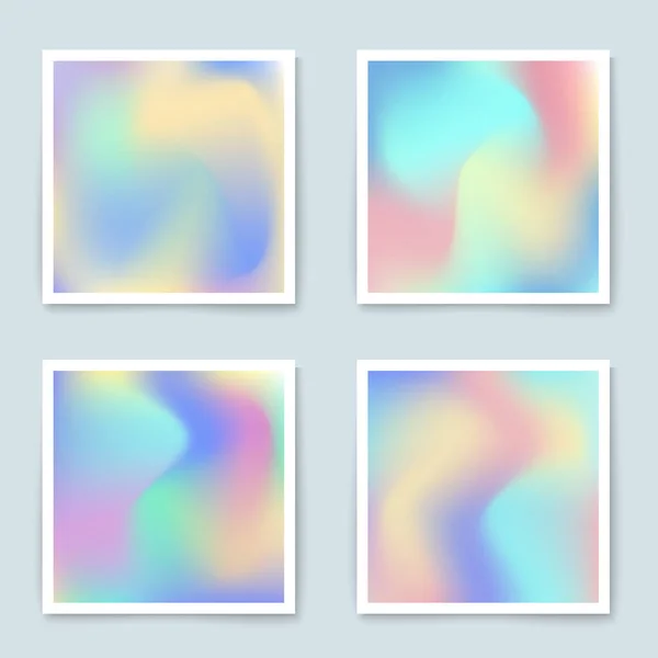 Hologram colorful mesh template set in pastel colors — Stock Vector