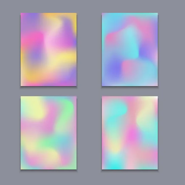Hologram heldere kleurrijke mesh sjabloon set — Stockvector