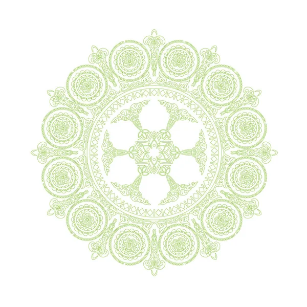 Zelený jemný krajkový vzor mandaly ve stylu boho — Stockový vektor