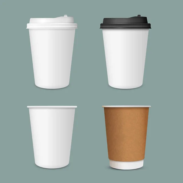 Conjunto de tazas de café de papel — Vector de stock