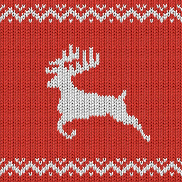 Patrón de punto rojo de Navidad con ciervo — Archivo Imágenes Vectoriales