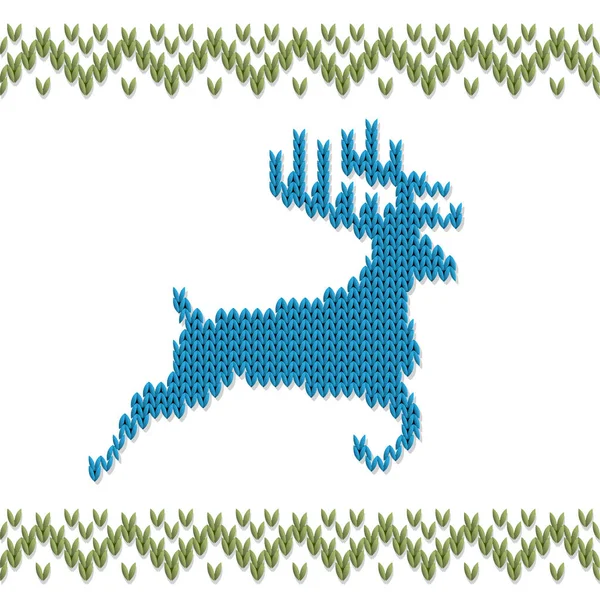 Cerf tricoté avec ornement nordique — Image vectorielle