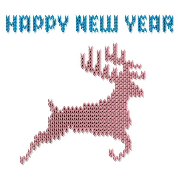 Gebreide herten en Happy New Year — Stockvector