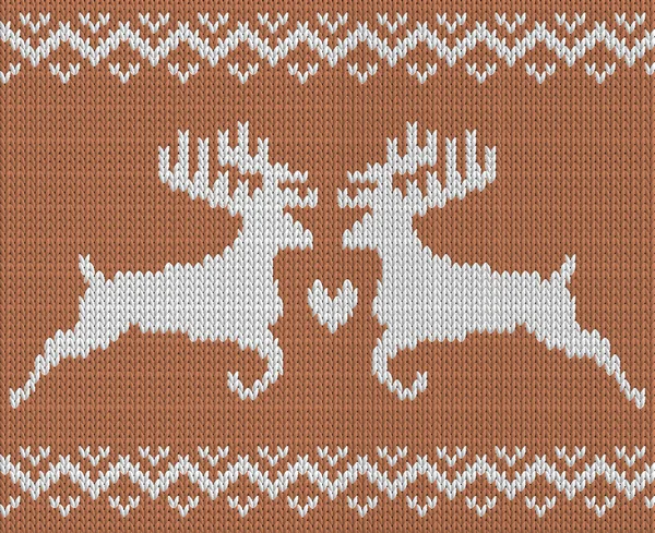 Knitting pattern with two deers — Stock Vector
