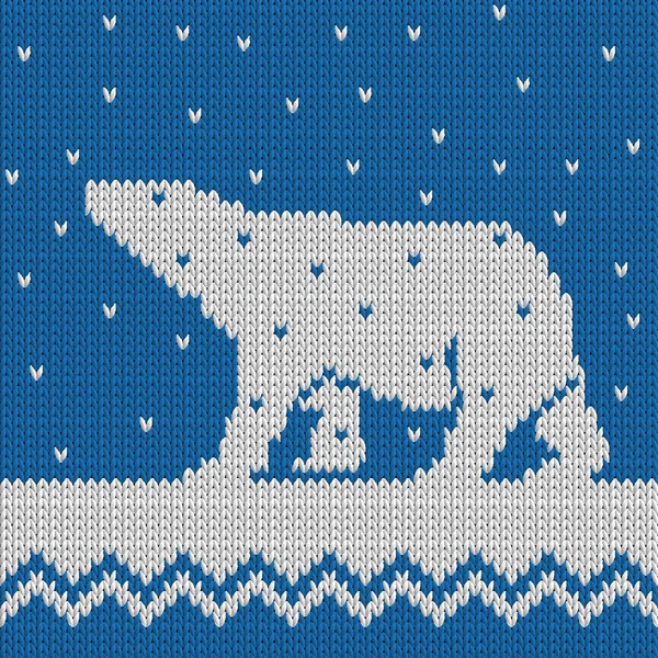 Modèle sans couture bleu hiver tricoté — Image vectorielle