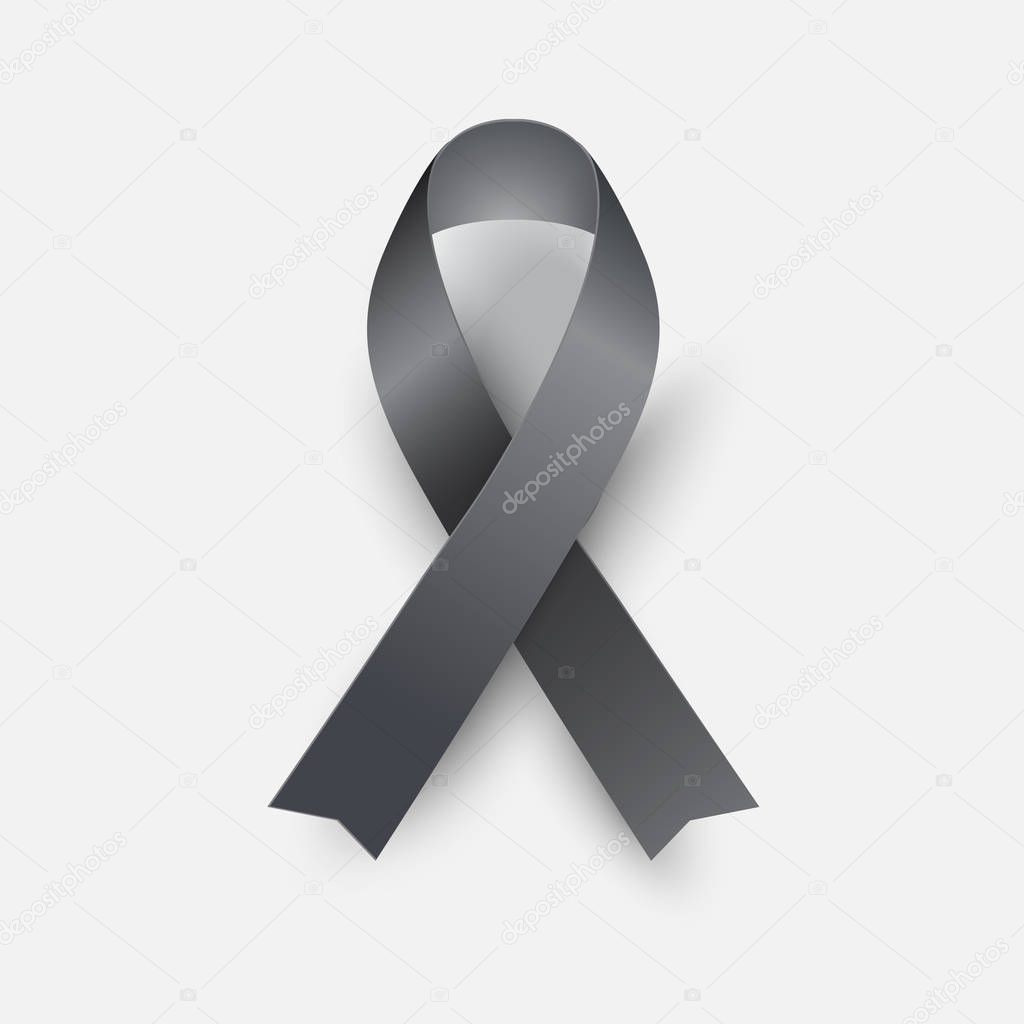 Black awareness ribbon - concept melanoma symbol