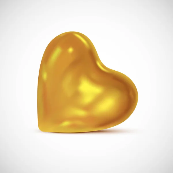 Corazón dorado brillante — Vector de stock