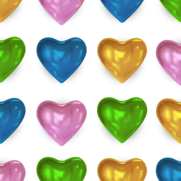 Святковий фону з глянцевих яскраві кольорові серця Ліцензійні Стокові Ілюстрації