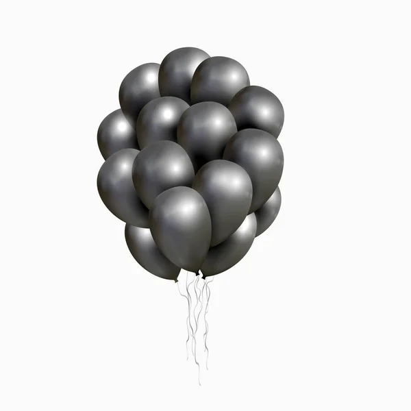 Gruppo vettoriale di palloncini neri lucidi — Vettoriale Stock