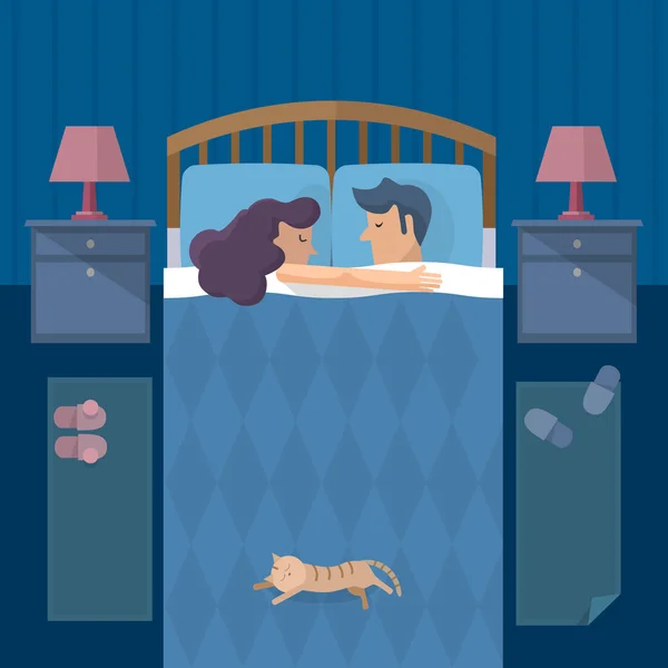 Pareja casada durmiendo — Vector de stock