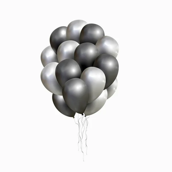 Bouquet de ballons argentés et noirs — Image vectorielle