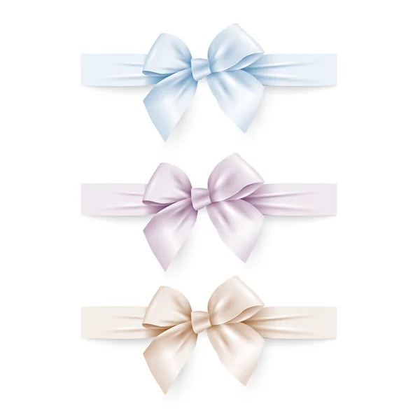 Pastel silk bows with ribbons — Stock Vector