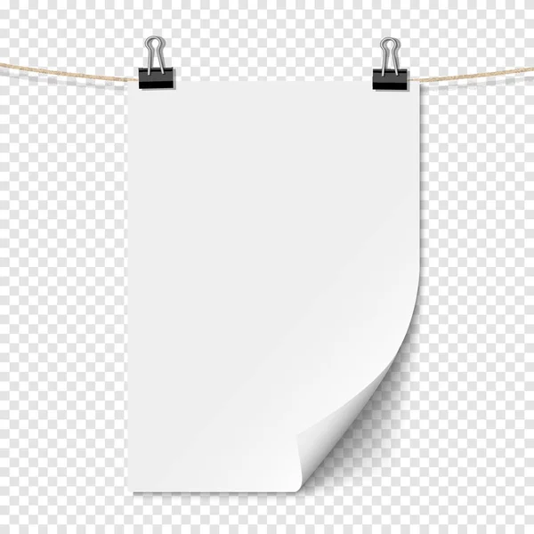 Weißes leeres Blatt Papier mit Schatten — Stockvektor