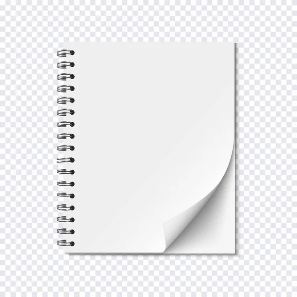 Bloc de notas en espiral realista en blanco — Archivo Imágenes Vectoriales