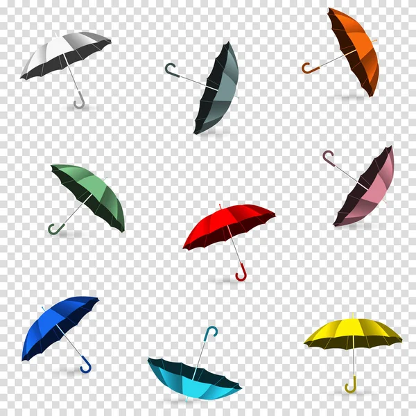 Färgade paraplyer med transparant bakgrund — Stock vektor