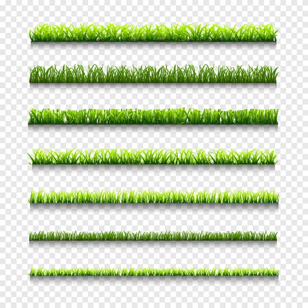 Different types of green grass borders — Stock Vector