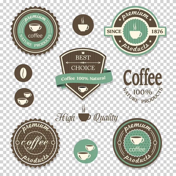 Kaffee-Ikonen, Etiketten, Poster — Stockvektor