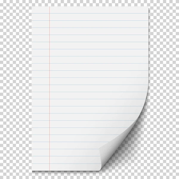 Weißes leeres Papierblatt mit Linien — Stockvektor