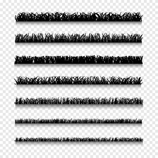 Silhouettes types of grass borders — Stock Vector