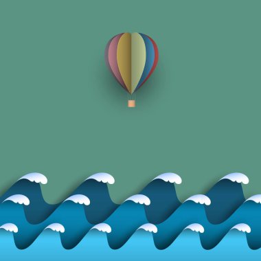 Mavi origami kağıt dalgalar