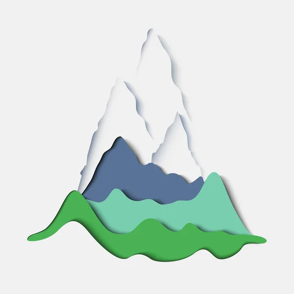 Paisaje de montañas de papel estilizado — Vector de stock