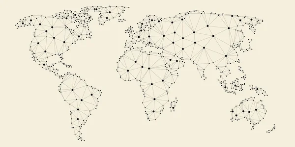 多边形的线性世界地图 — 图库矢量图片