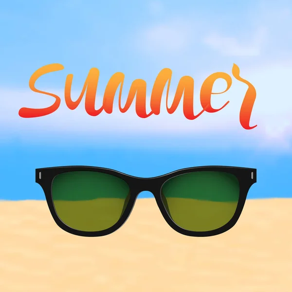 Cartel de verano con gafas de sol — Vector de stock
