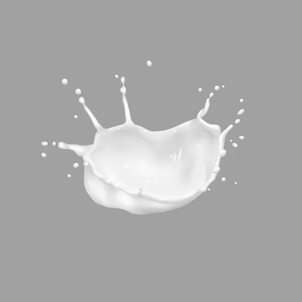 Salpicaduras de leche en gris — Vector de stock