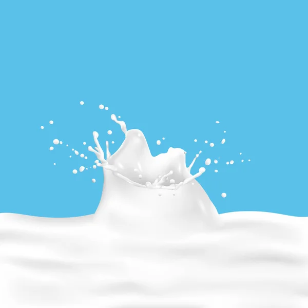 Salpicadura de leche verter realista — Vector de stock