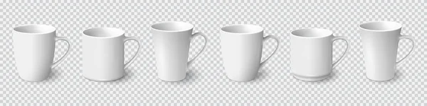 Set of realistic white coffee mugs — Stock Vector