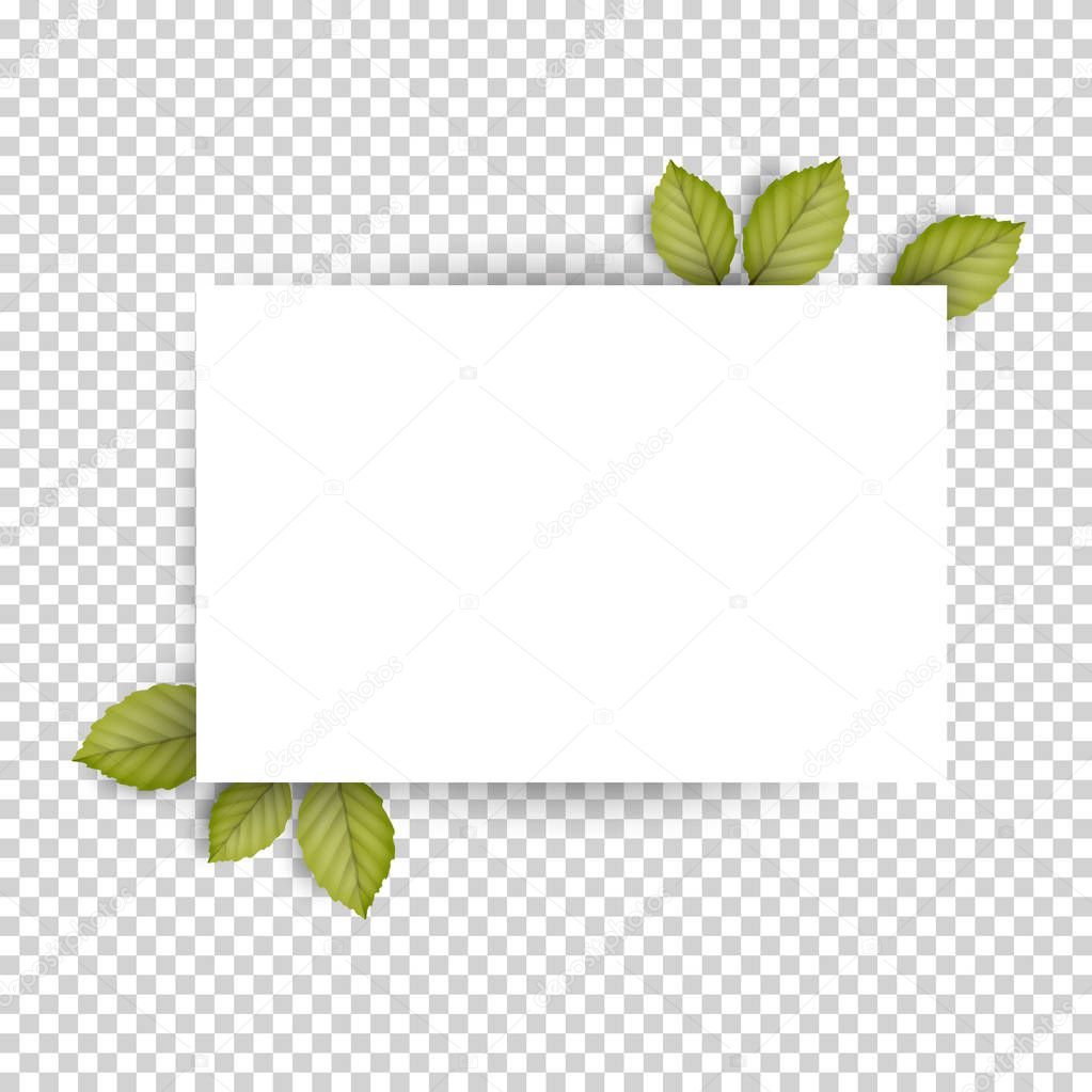 paper and green fresh spring leaves
