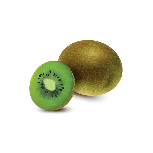 Whole and piece of kiwi — Stock Vector