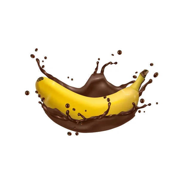 Банан і шоколад сплеск — стоковий вектор