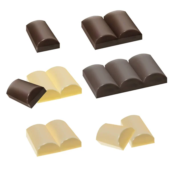 Set von Schokoladenstücken — Stockvektor