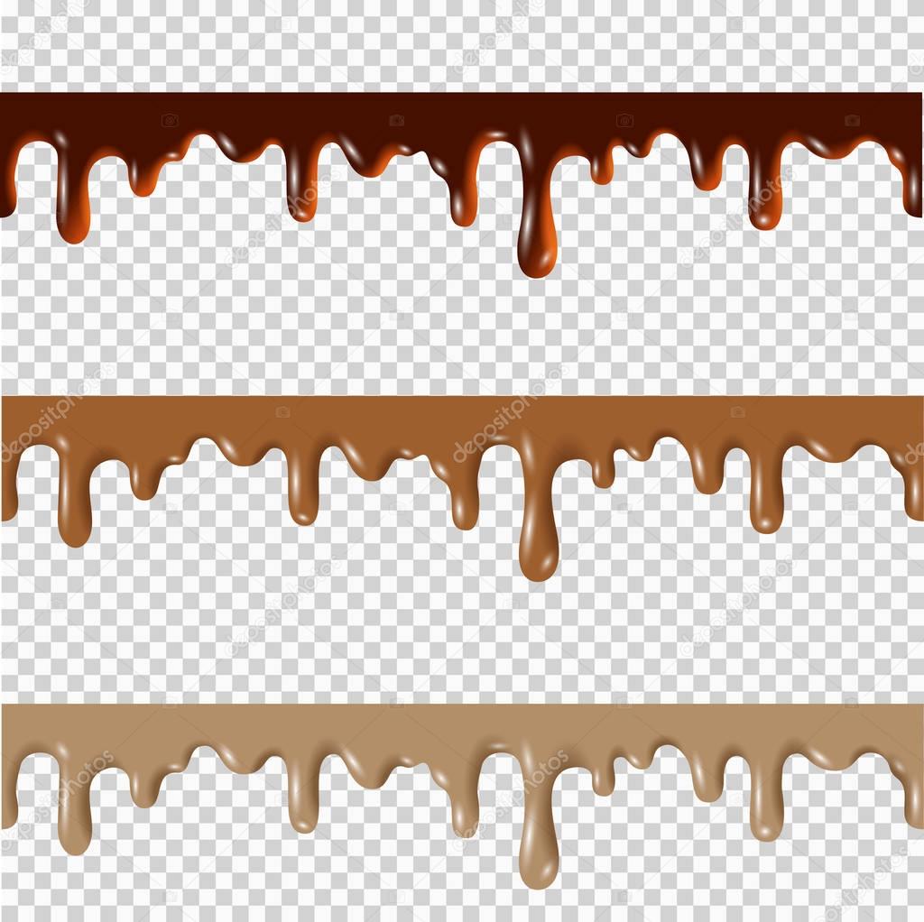 Set of melted chocolate borders