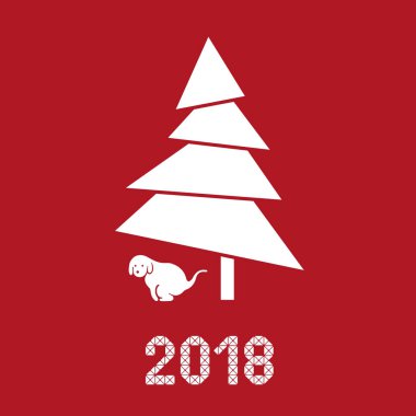 vektör çizim tasarım komik yeni yıl kartı, köpek 2018 yıl.