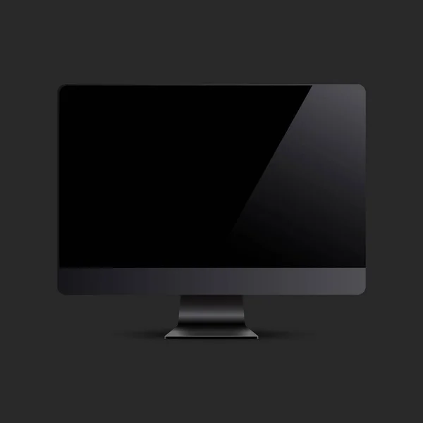 Diseño Ilustración Vectorial Monitor Negro Computadora Realista — Vector de stock