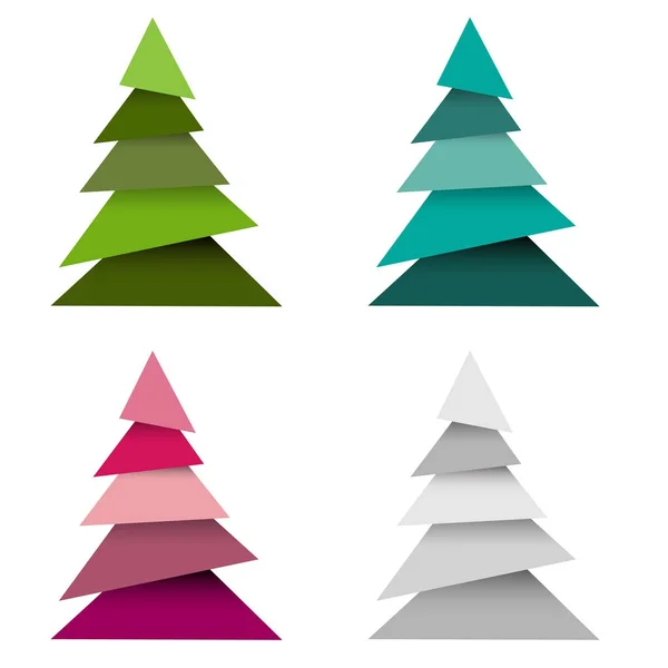 Vector Illustration Design Abstract Christmas Tree Set — Stock Vector
