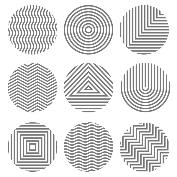 Conjunto Texturas Geométricas Monocromáticas Forma Círculos Blanco Negro Elementos Vectoriales — Vector de stock