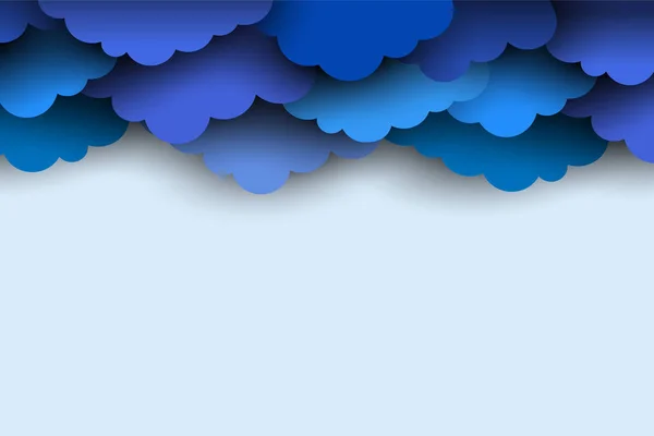 Frontera de papel azul nubes cortadas — Vector de stock