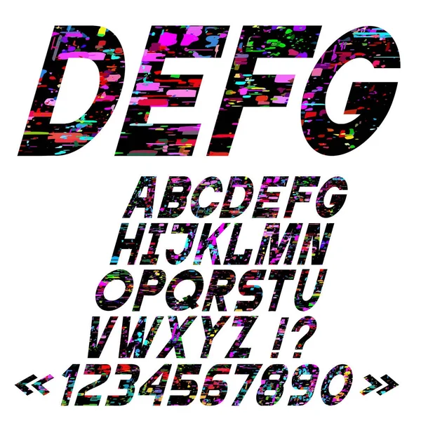 Schuine Heldere Alfabetletters Glitch Kunststijl Vector Set Retro Vintage Lettertype — Stockvector