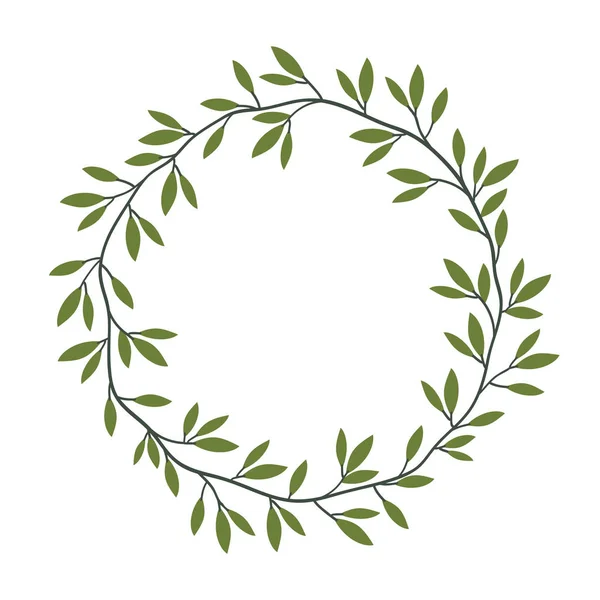 Vector Vintage Floral Frame Green Leaves Laurel Wreath Decorative Floral — Stock Vector