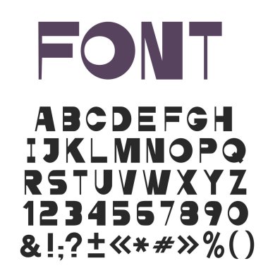 Şık evrensel yazı tipi, alfabesi harfleri, sayıları ve noktalama işaretleri. Vektör set